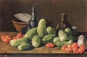 Melendez, Luis Eugenio Cucumber and tomatoes painting